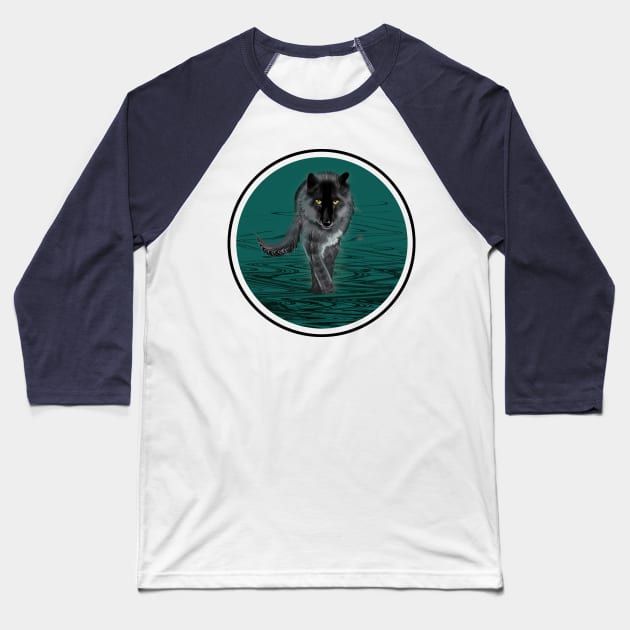 Gray Wolf Walking Baseball T-Shirt by Brash Ideas